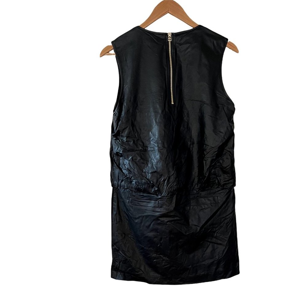 NWT See U Soon Faux Leather Sleeveless Mini Dress Mod 60's Inspired Pock… - Picture 2 of 13